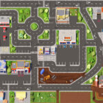 Designbild des 160x120cm großen Straßenteppich 'Medium City'