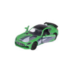 grüner Mercedes AMG GT R mit schwarzem Dach, Felgen und Heckspoiler