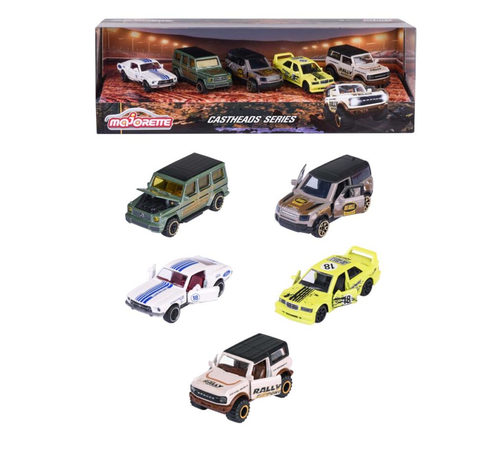 Majorette CastHeads Series 5er-Auto-Set – Fünf Metall-Spielzeugautos mit Freilauf und zu öffnenden Teilen. Perfekt für Kinder ab 3 Jahren und Sammler.