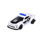 Majorette Chevrolet Camaro Polizei-Spielzeugauto aus der S.O.S. Cars Serie in Weiß und Schwarz – sportliches und detailgetreues Polizeiauto mit Freilauf, ideal für Kinder ab 3 Jahren.