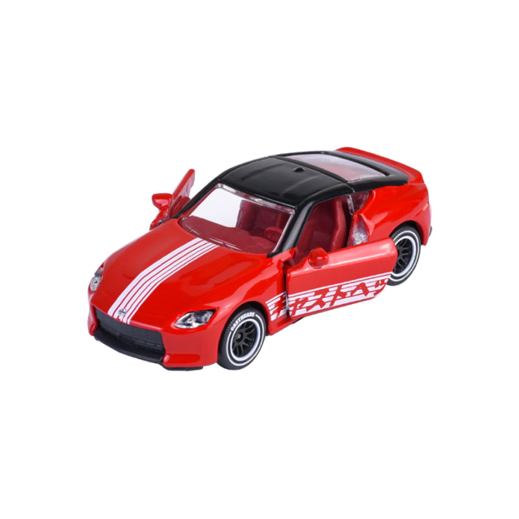 Majorette Nissan Z – Vorderansicht des roten Modellautos aus der CastHeads Series mit Freilauf und authentischen Details.