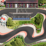 Racetrack Spielteppich mit Rennstrecke, Boxengasse und Tribünen