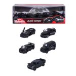 Majorette Black Edition 2.0 Geschenkset mit allen fünf Autos außerhalb der Verpackung.