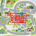 Spielteppich Cute City 200x140 cm – liebevoll gestaltete Stadt mit Zoo, Bauernhof, Hafen und Spielplätzen – B-Ware