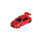 Rotes Majorette Mercedes-AMG A 35 Modellauto aus der Showroom Premium Cars Serie mit geöffnetem Kofferraum, 7,5 cm.