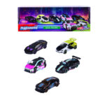 Majorette Neon Racer Geschenkset mit 5 Modellautos in Neon-Design in Originalverpackung, Maßstab 1:64, je 7,5 cm.