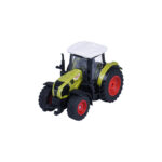 Frontansicht von Majorette Claas Arion 660 Spielzeugtraktor Farm Premium Modell 7 cm mit großen Traktorreifen.