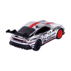 Majorette Deluxe Porsche 911 GT3 Cup – chromfarbener Motorsport-Rennwagen – Rückansicht