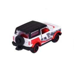 Majorette Ford Bronco Wildtrak – weiß-rot mit schwarzem Dach und Startnummer 6 – Rückansicht