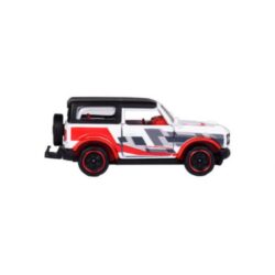 Majorette Ford Bronco Wildtrak – weiß-rot mit schwarzem Dach und Startnummer 6 – Seitenansicht