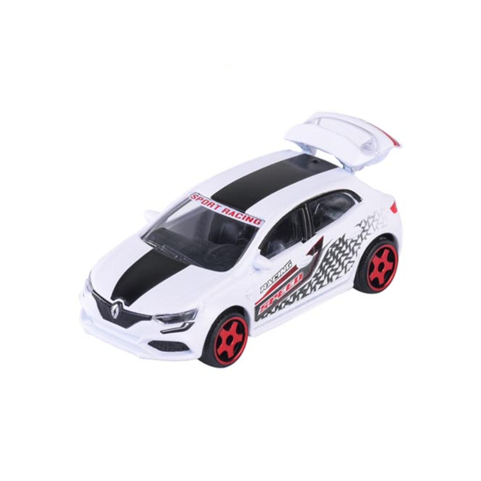 Majorette Renault Mégane R.S. – weißer Racing-Sportwagen – Vorderansicht