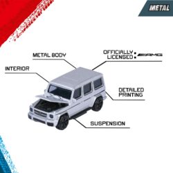 Majorette Mercedes-AMG G 63 – silberner Geländewagen mit Motorhaube – Detailansicht