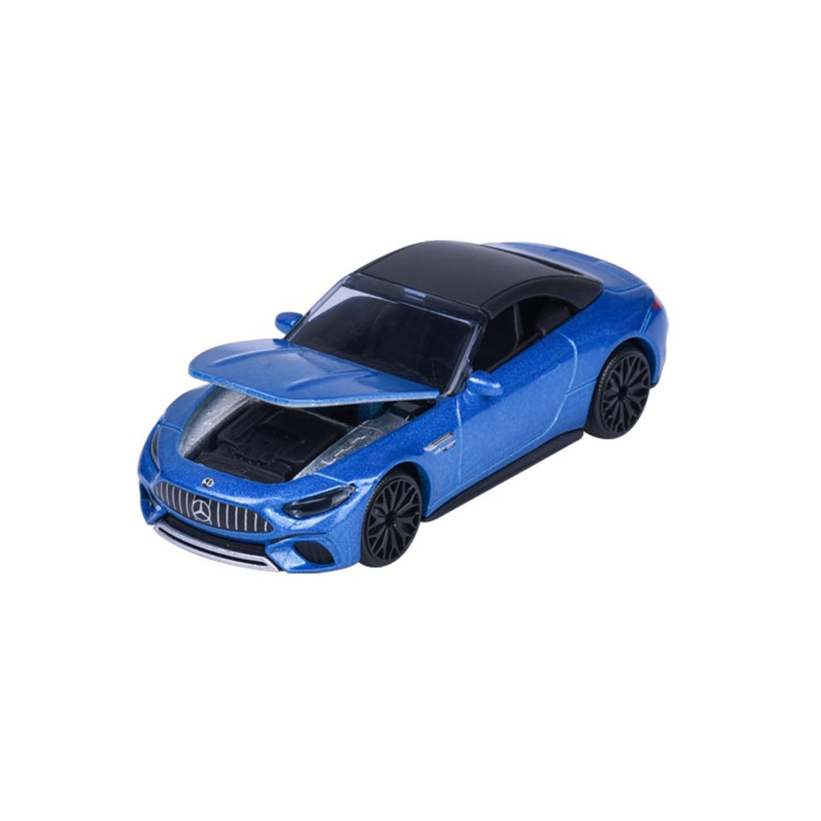 Majorette Mercedes-AMG SL 63 – blaues Cabriolet mit schwarzem Dach – Seitenansicht