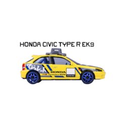 Majorette Honda Civic Type R EK9 – gelb-blaues JDM-Tuningmodell – Seitenansicht
