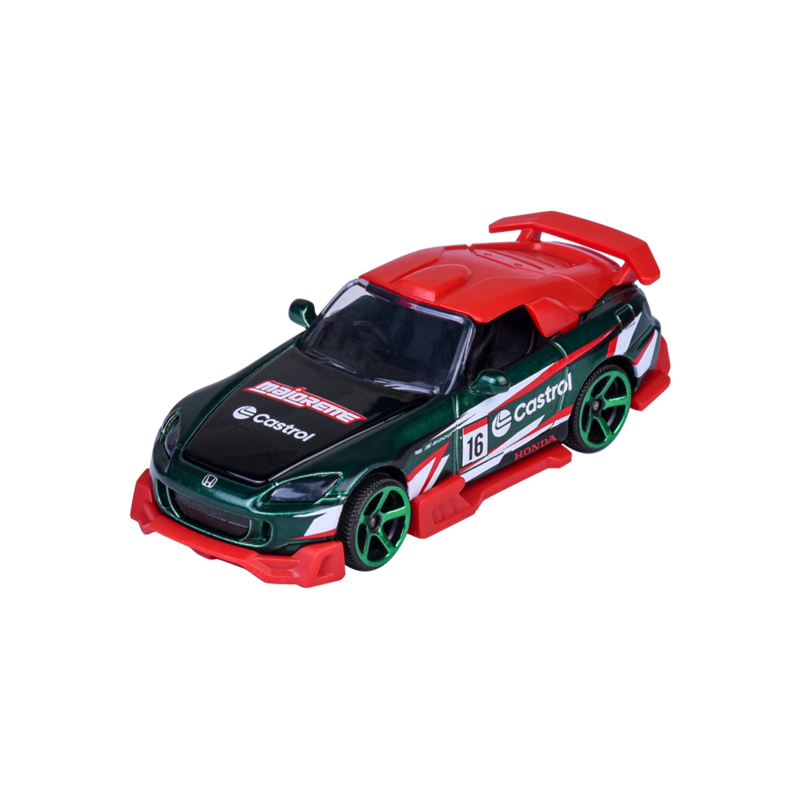 Majorette Honda S2000 – grüner Castrol-Roadster – Vorderansicht Majorette Honda S2000 – grüner Castrol-Roadster – Vorderansicht